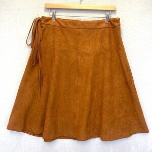Octavia Faux Suede Skirt Western Boho Rodeo Fringe Womens Large L Knee Length